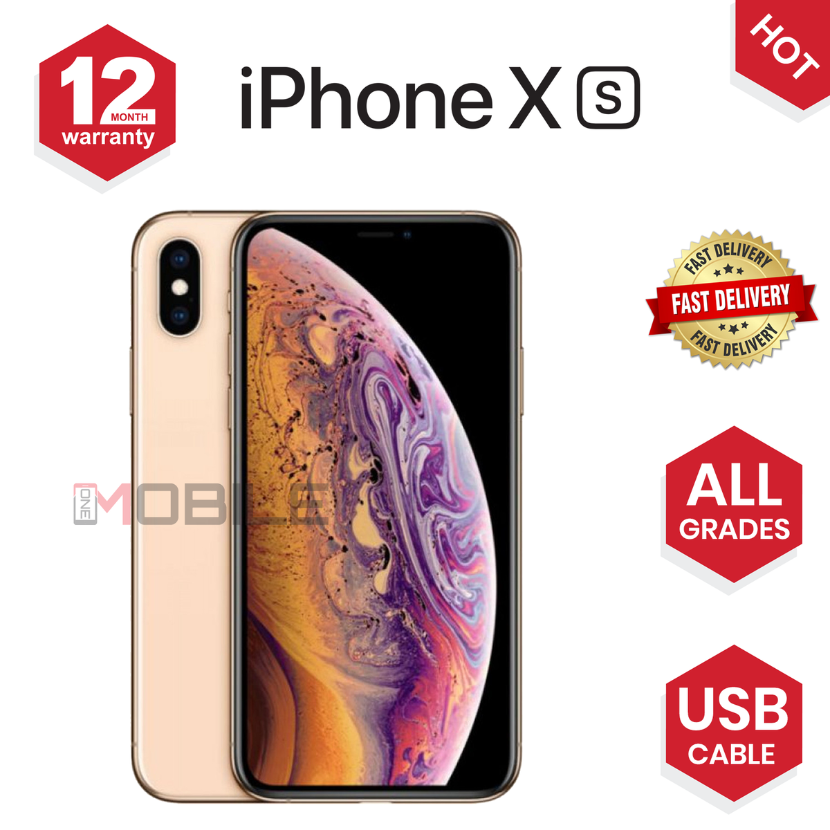Apple iPhone XS - 64GB/256/512GB - Grey/Silver/Gold Apple iPhone XS - 64GB/256/512GB - Grey/Silver/Gold