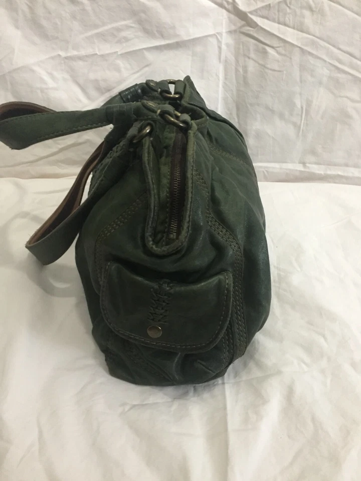Bolso de hombro grande de cuero italiano verde oscuro Lucky Brand BOHO Foto 2 de 4