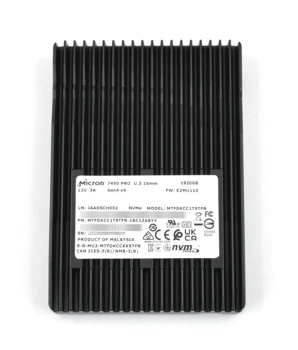 Micron 7450 Pro 1.92TB SSD U.3 Gen4x4 PCI-e 4 NVMe MTFDKCC1T9TFR  