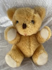 Vintage Orange White Teddy Bear Plush Toy Sweet Tongue Musical Wind Up Works A4