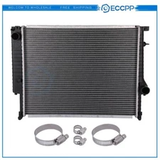 Radiator For 92-95 BMW 320i 00 BMW 323Ci with Universal Oil Hose Clamps Kit