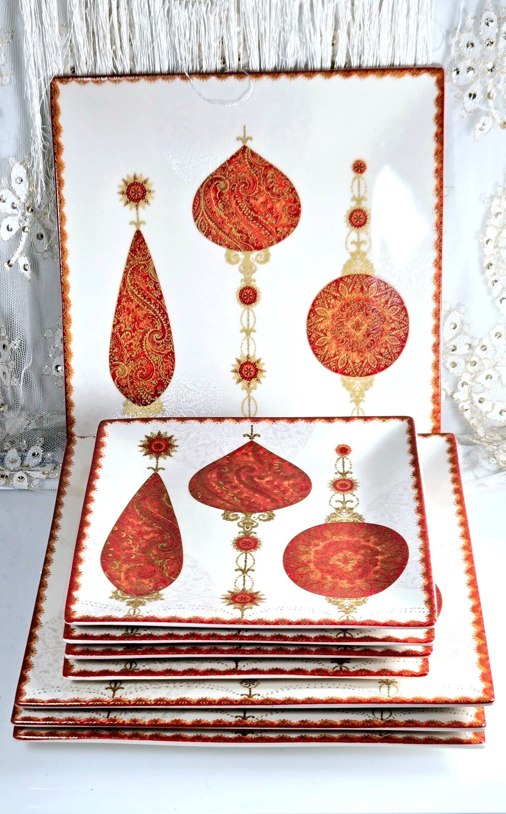 222 Fifth Constantina Red Porcelain 4 - 10.25