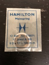Hamilton Factory Mainspring for 12s 17j Hamilton No. 718071 / 1228 / 3028 - Stee