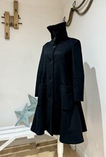 Armani Jeans Women's Black Wool & Cashmere Funnel Neck Fit Flare Coat 42 Uk 10