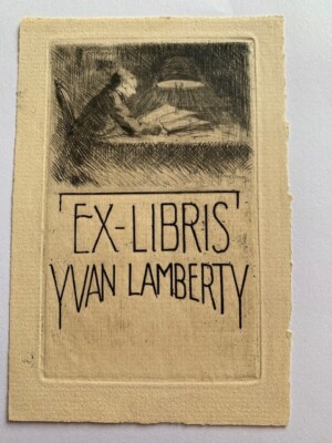 Exlibris LAMBERTY Yvan, Radierung 100 x 60 mm, 20. Jh., von HOFFMANN Georges