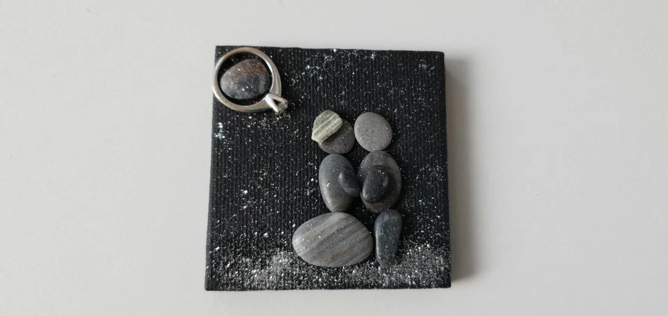 Guijarro arte "Enamorado" / "Propuesta de matrimonio" artesanía  Foto 4 de 4