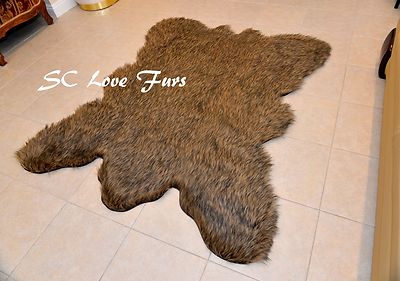 5' Grizzly Cali Bearskin Faux Fur Area Rug Christmas Special   Cabin Decor