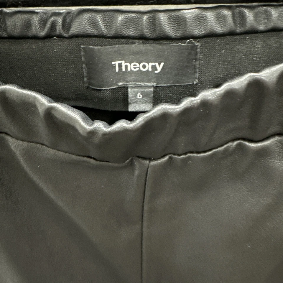 Pantalones Leggings Theory Adbelle Cuero Cordero Elastizados Negros $995 - Talla 6 Foto 2 de 4