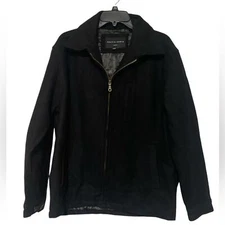 Arctic Eagle Men’s Black Overcoat Trench Fall Winter Full Zip Jacket - Size M