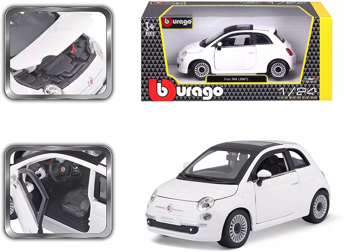 FIAT 500 1:24 Scale Diecast Model Toy Car Miniature White