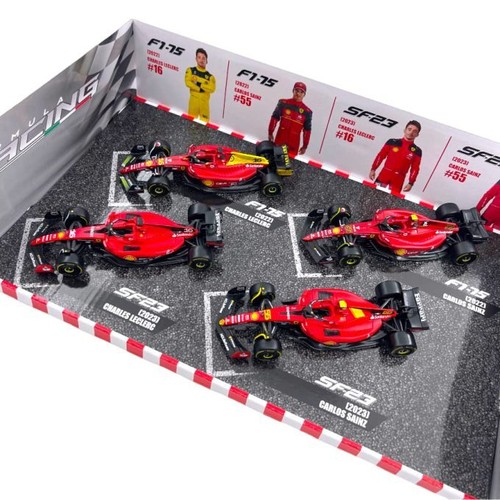Set Modellini F1 Bburago 1/43 Ferrari 2022/2023 #16 C. Leclerc #55 C. Sainz