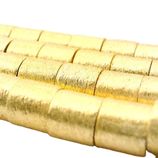 1 Strand of Cylinder/Barrel Shape Beads Brushed Finish e-coated 2 Colors- Gold f