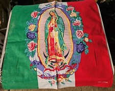 BANDANA GUADALUPE MEXICAN FLAG VIRGIN MARY FLOWER ROSE HANDKERCHIEF  SET OF 3 