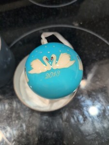 Dillards 7 Seven Swans a Swimming 12 Days of Christmas Glass Ornament 2013 Blue