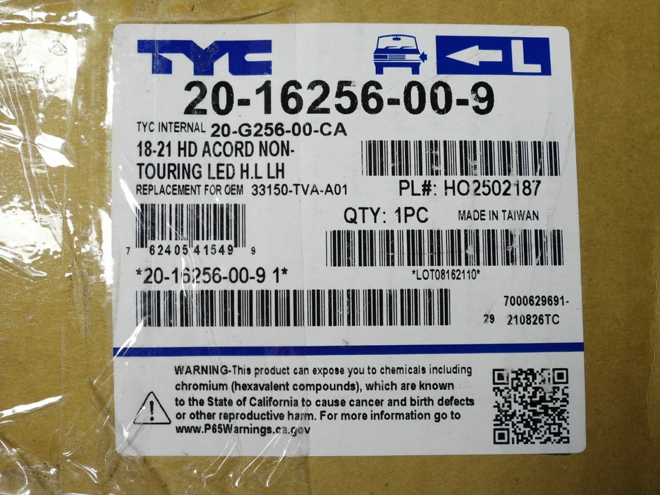 TYC 20-16256-00-9 车头灯 LED 左侧适合 18-21 本田雅阁(非旅游型号) — 第 4/4 张图片
