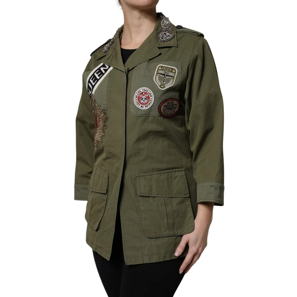 Chaqueta DOLCE & GABBANA Abrigo Adornado Reina Verde Militar IT42/US8/M 2190usd Foto 2 de 4