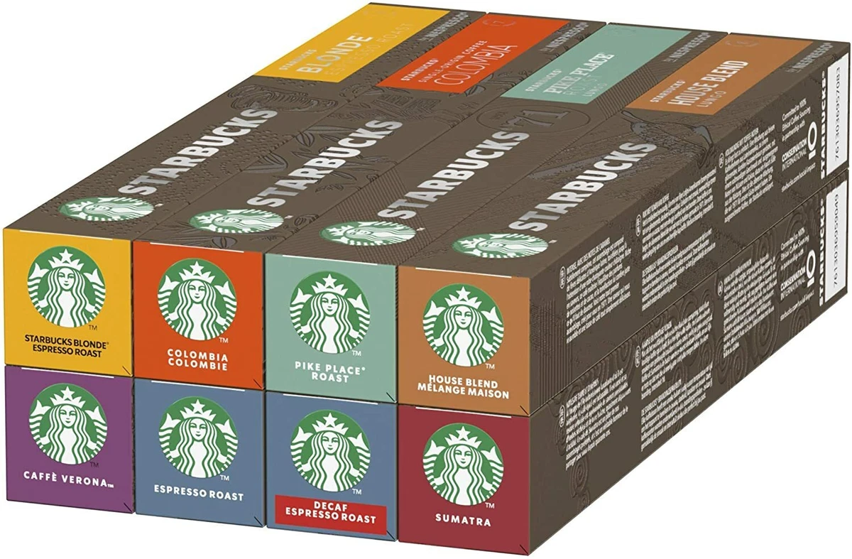 STARBUCKS,80 Capsules( Pack of 8 x10 Capsules), Nespresso Variety Pack