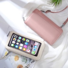 Minimalism Crossbody Bag for Women Genuine Leather Touch Screen Phone Bag Wallet