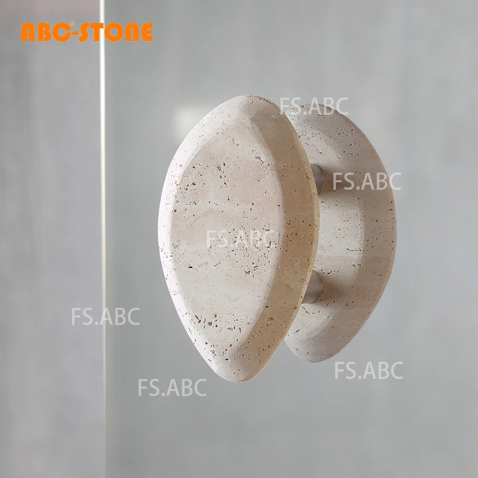 2件装天然罗马石灰石门把手装饰复古门把手 — 第 3/4 张图片