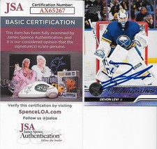 Signed Devon Levi 23-24 UD Young Guns Buffalo Sabres Rookie Card w JSA Authentic
