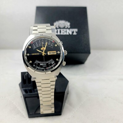 VINTAGE ORIENT COLLEGE MULTI YEAR CALENDAR AUTOMATIC BLACK JAPANESE MOV'T WATCH