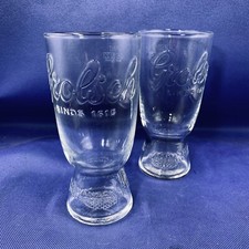 Grolsch Pint Glass X 2 Embossed AUTH Pub Issue Beer Lager Glasses