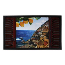 SARANI Blue Sea Landscape Positano Entrance Rubber Doormat Rug