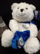 Vtg whiie Zales stuffed bear with bag to hold jewelry surprises