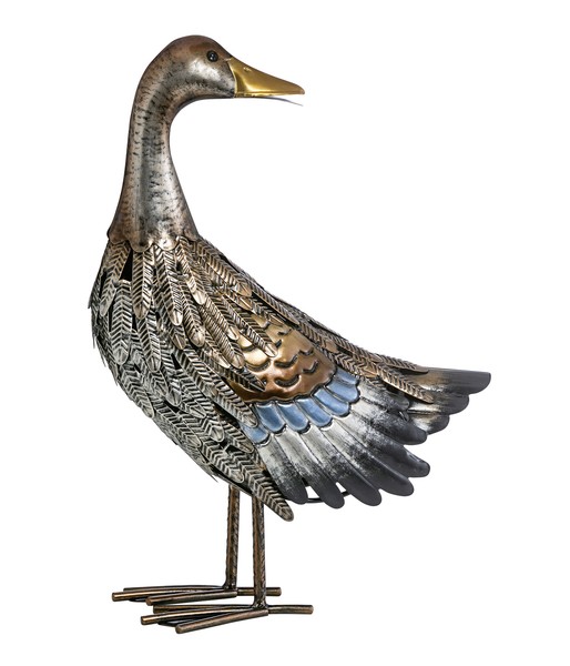 Dekofigur Ente FrostbestäNdig Metall Ca. 30 X 44 X 16 Cm Silber/Braun, Dehner-image