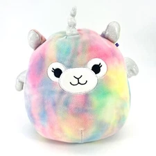 Justice Squishmallow Bo Rainbow Llamacorn Llama Unicorn Tie Dye Stuffed Plush 9”