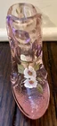 Fenton Glass Pink Cabbage Rose Hand Painted Shoe w Logo Signed B. Higgins