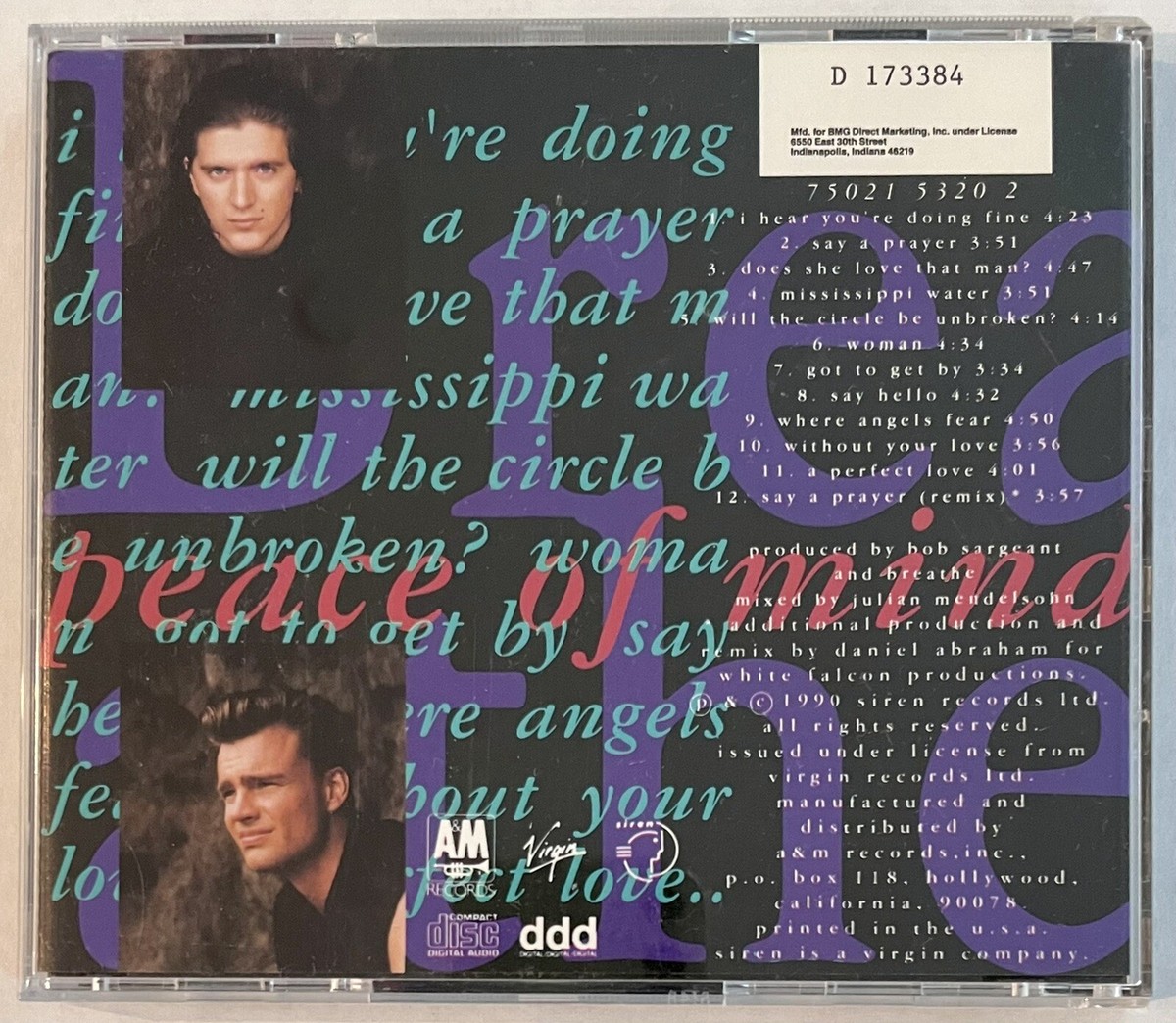 Breathe - Peace of Mind - CD 1990 - AM Records- Great Condition 