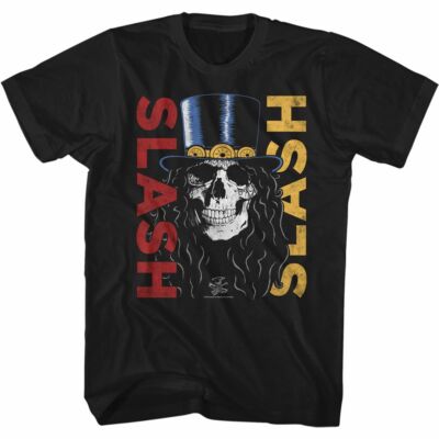 Slash Guns N Roses Men T-Shirt Double Slash Skull Black Cotton Guitarist Music 