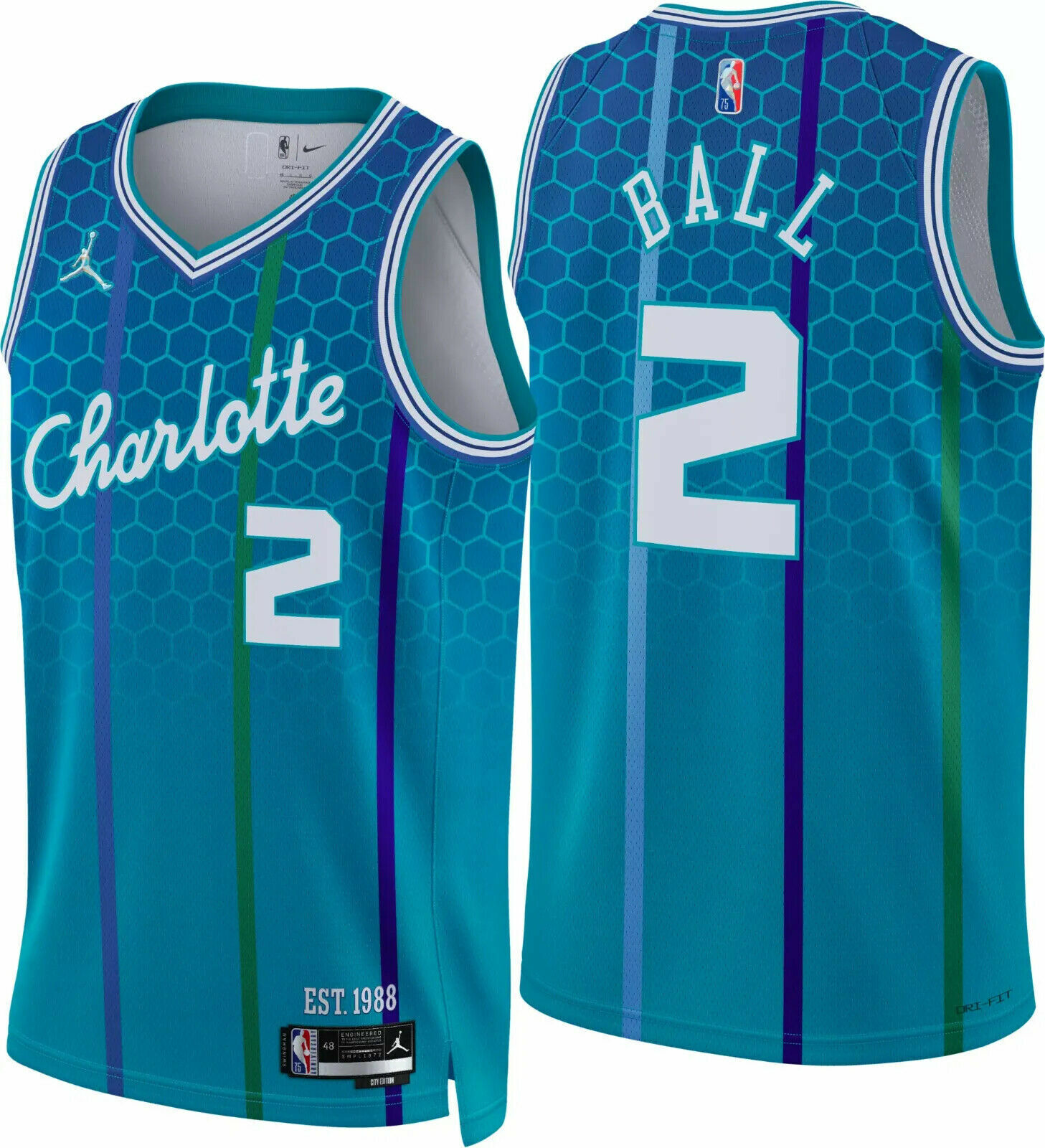 2021 22 Charlotte Hornets Lamelo Ball Jordan City Edition Men Swingman  Jersey