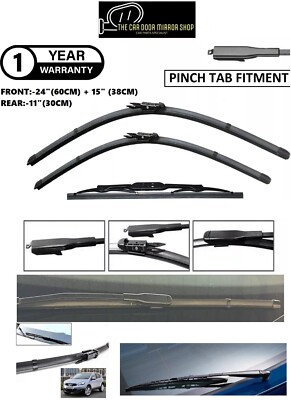 For Nissan Qashqai 2004-2014 Windscreen Wiper Blade Set Front 24'' 15'' & Rear 11''