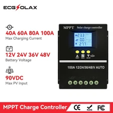 100A MPPT 12V/24V/36V/48V Solar Panel Charge Controller Regulator DC Dual-USB