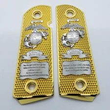 Custom 1911 FULL SIZE METAL GRIPS W AMBI CUT Gold Silver Plated Grips