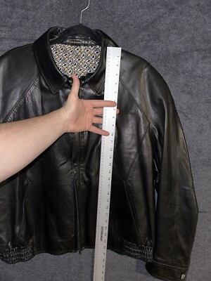 Zilli Black Calf Skin Leather Jacket In Noir Size 58 Silk Lined