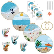 4 Set Ocean Embroidery Kit for Beginners Adults Embroidery Starter Kit Ocean ...