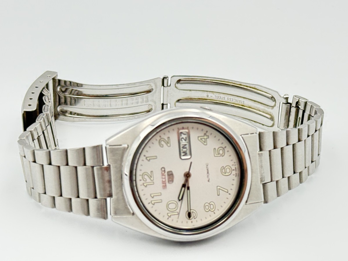 Seiko 5 Automatic 7S26-3180 White Dial Day Date Men's Watch