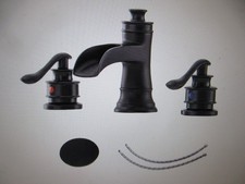 BWE 8 in. Waterfall Widespread 2-Handle Bathroom Faucet W Pop-up Drain in Black