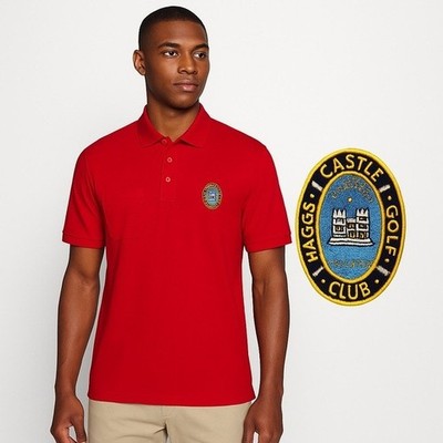Vintage Lyle & Scott Haggs Castle Red Collared Scotland Medium Golf Shirt