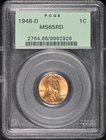 1948-D Lincoln Wheat Cent PCGS MS-65 RD Old Green Holder