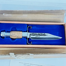 J. Bowie Replica Wood Handle Fixed Blade Hunting Knife 5" Blade Numbered