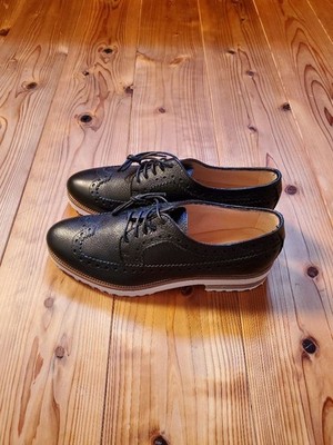 Luca Grossi Women's Wingtip Oxford Shoes Black 23.5cm New