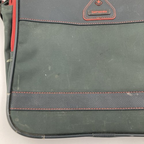 Sac bandoulière pour ordinateur portable vert Samsonite bordure rouge nylon vintage voyage travail - Photo 2/11