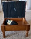 Vintage 80's Floral Jacquard Tapestry Storage Footstool, Sewing or Knitting — photo 1
