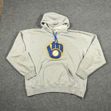Milwaukee Brewers Nike Mens Hoodie Gray MLB Geniune Merchandise Y2K Large