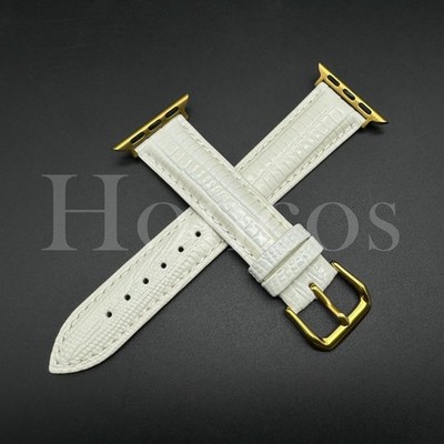 White Leather Lizard Band Strap For Apple iWatch 10 9 8 7 Sports Series 38-49 MM