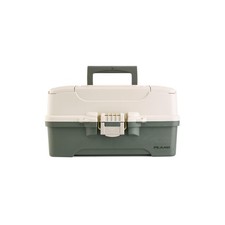 Plano Three-Tray Tackle Box, Green/Tan, Rust-Proof Brass Latch, Top-Access Tray